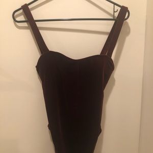 Burgundy velvet Body Suit, size Small